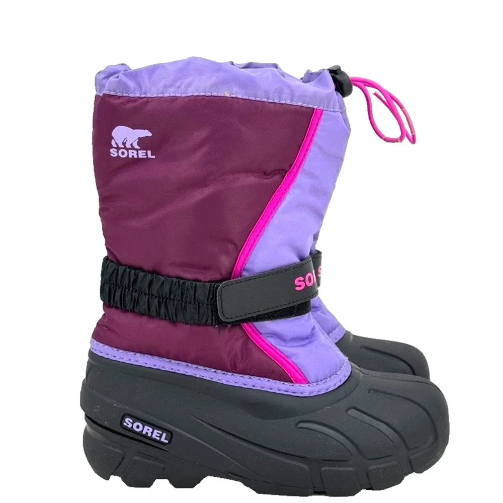SOREL Kids Flurry Purple Waterproof Insulated Snow Boots Size 2 Purple Pink